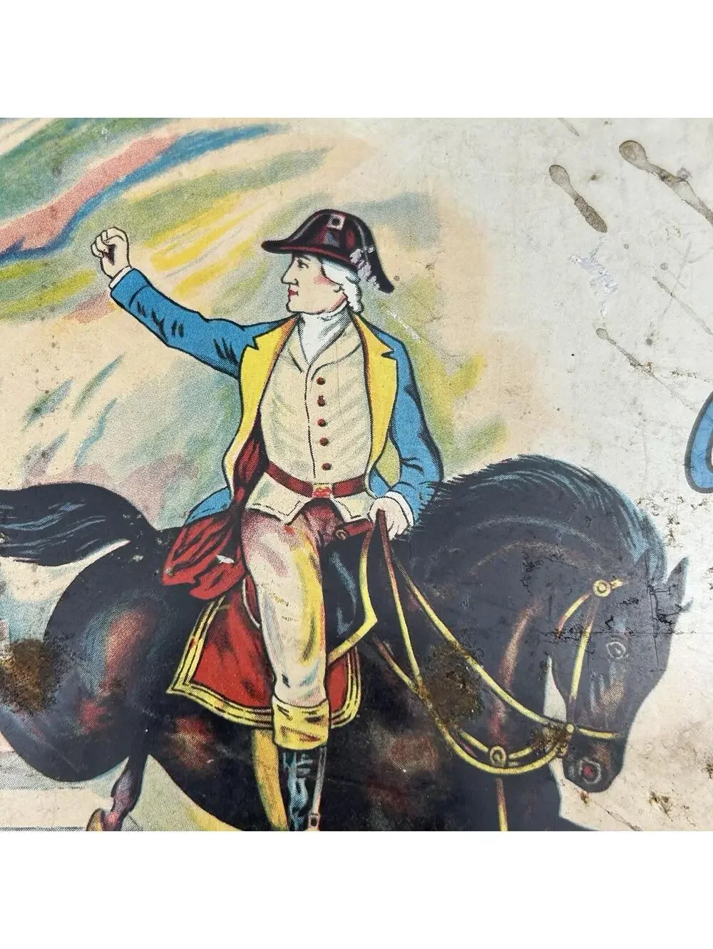 Antique Putnam Dyes Tin Cabinet Sign Putnam Israel Revolutionary War Ride J2